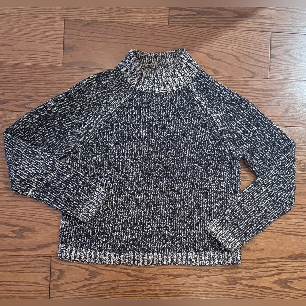 Eileen Fisher Black and White Knit 100% Cotton Sweater